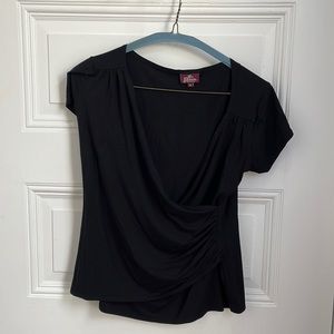 Salaam black wrap top, size M